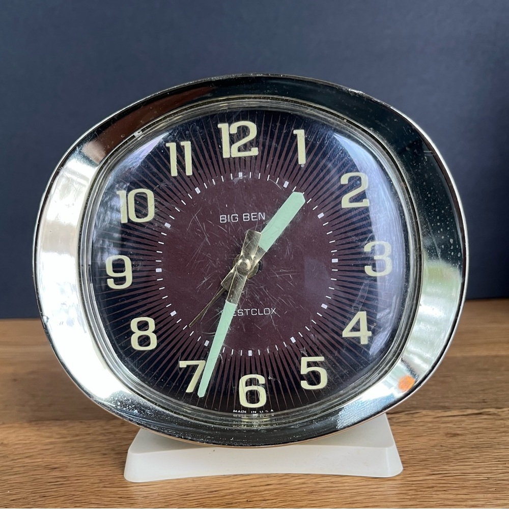 Big Ben Westclox Alarm Clock Vintage 70s Key Windup Glow in the Dark